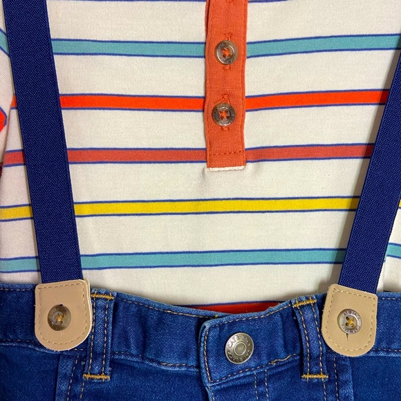 CAT & JACK Coordinating Set~Henley Bodysuit~Suspenders~Matching Joggers Size 18M - Picture 3 of 5